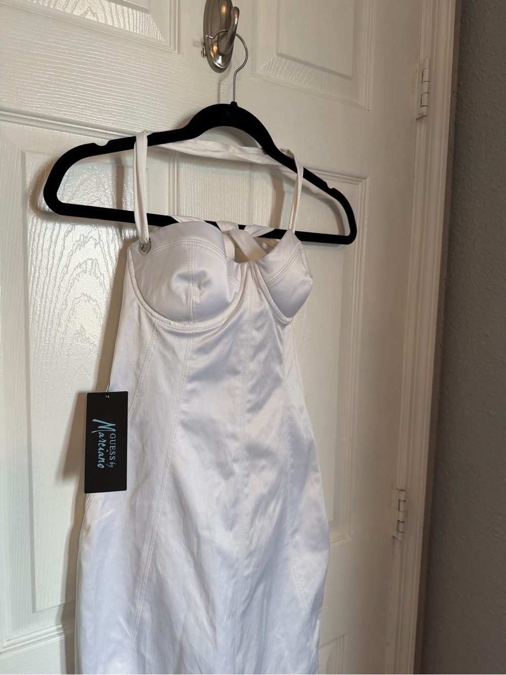 Guess by Marciano White Satin Bustier Midi Dress - Picture 5 of 9